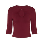 Women's Women Clothing Autumn Sexy Water Drop Collar Button Solid Color Long Sleeved Top Women