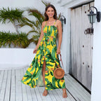Women's Tropical Print Spaghetti Strap Midi Dress