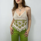 Women's Green Tassel Knit Camisole Top