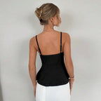 Women’s Black Tie Front V Neck Crop Camisole