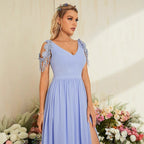 Women's V-Neck Slit Evening Dress