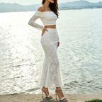 Women's Lace Cutout Fishtail Two-Piece Skirt Set