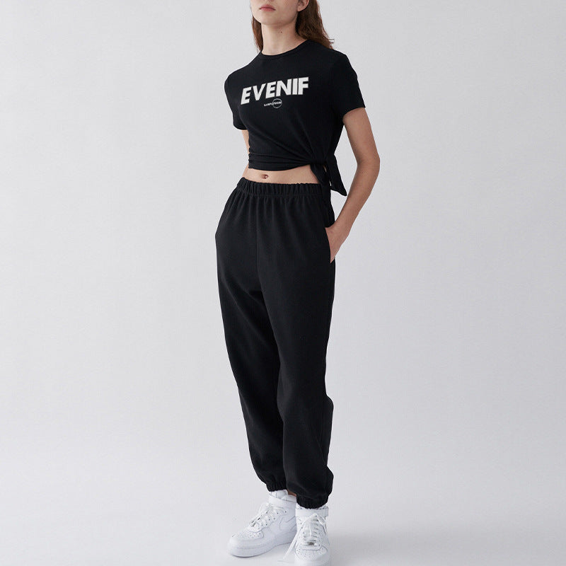 Women's Summer Yoga Wear Split Printed Short Sleeved T Shirt Design Women Pilates Sports Top