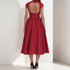 Spring French Elegant Waist Slim Fit Sleeveless Back Cutout Dress