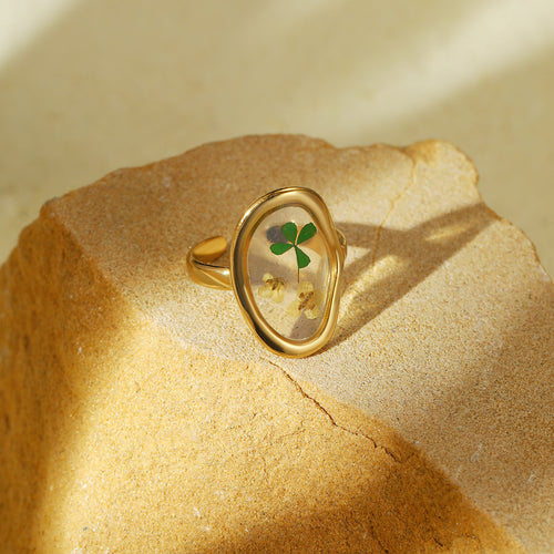 Four Leaf Clover Open Ring