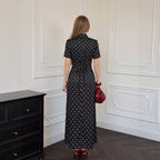 Women's Autumn Ladies Slim Chinese Polka Dot Short Sleeve Dress