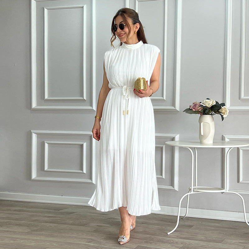 Lace-Up Turtleneck Midi Dress