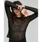 Women’s Black Ribbed Cutout Knit Sweater