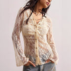 Sheer Lace Long Sleeve Top