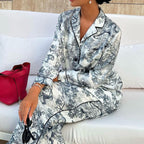 Printed Collared Shirt & Pants Set
