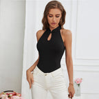 Women’s Black Stand Collar Sleeveless Tank Top