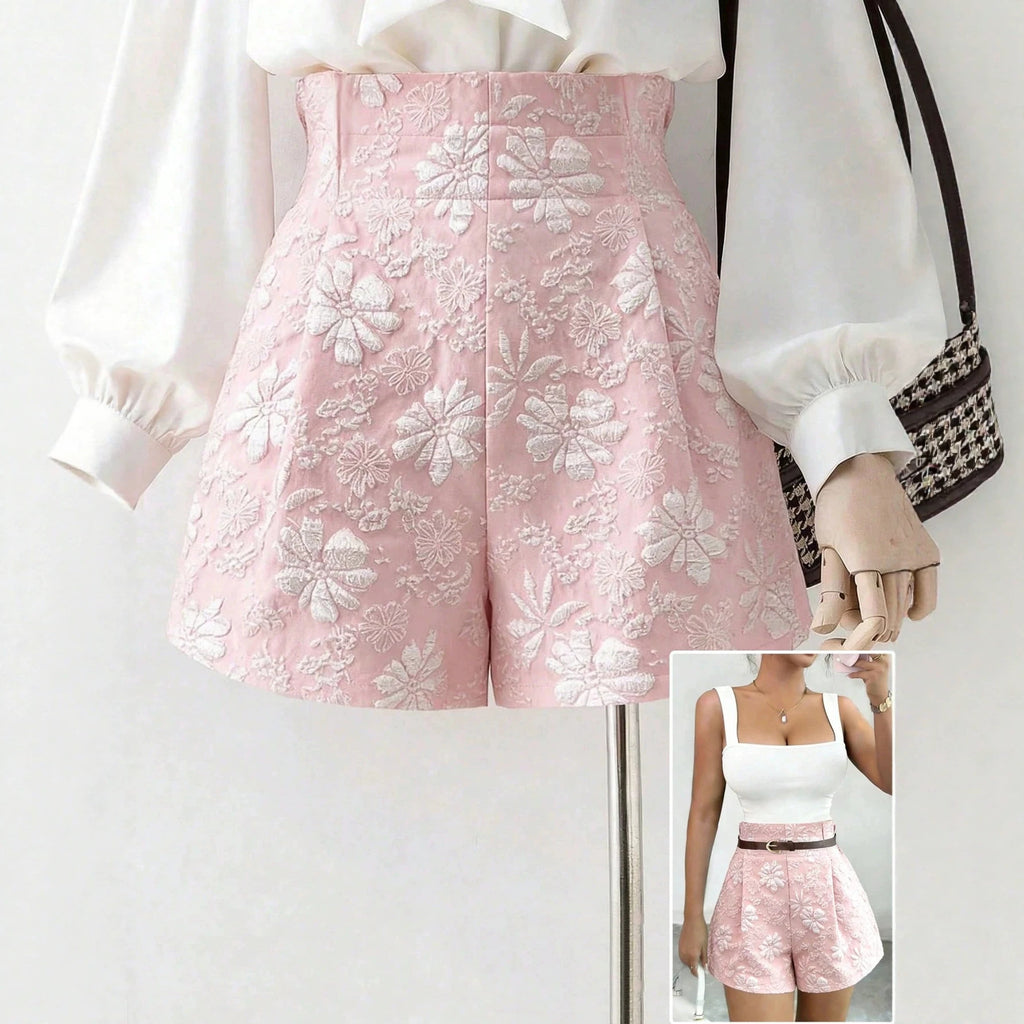 Pink HW Slimming WL Shorts Casual Loose All Match Summer
