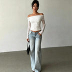 Women's Embroidered Off-Shoulder Knit Top