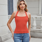 Women's Sling Slim Fit Short Pit Pattern Knitted Tube Top Sweater