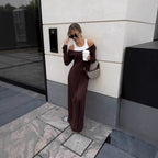 Women's Long Sleeve Stitching Faux Two Piece Vest Dress