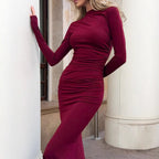 Women's Long-Sleeve Sheath Maxi Dress