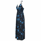 Bohemian Halter Jumpsuit Women Summer Printed High Waist Wide Leg Pants Seaside Vacation Jumpsuit