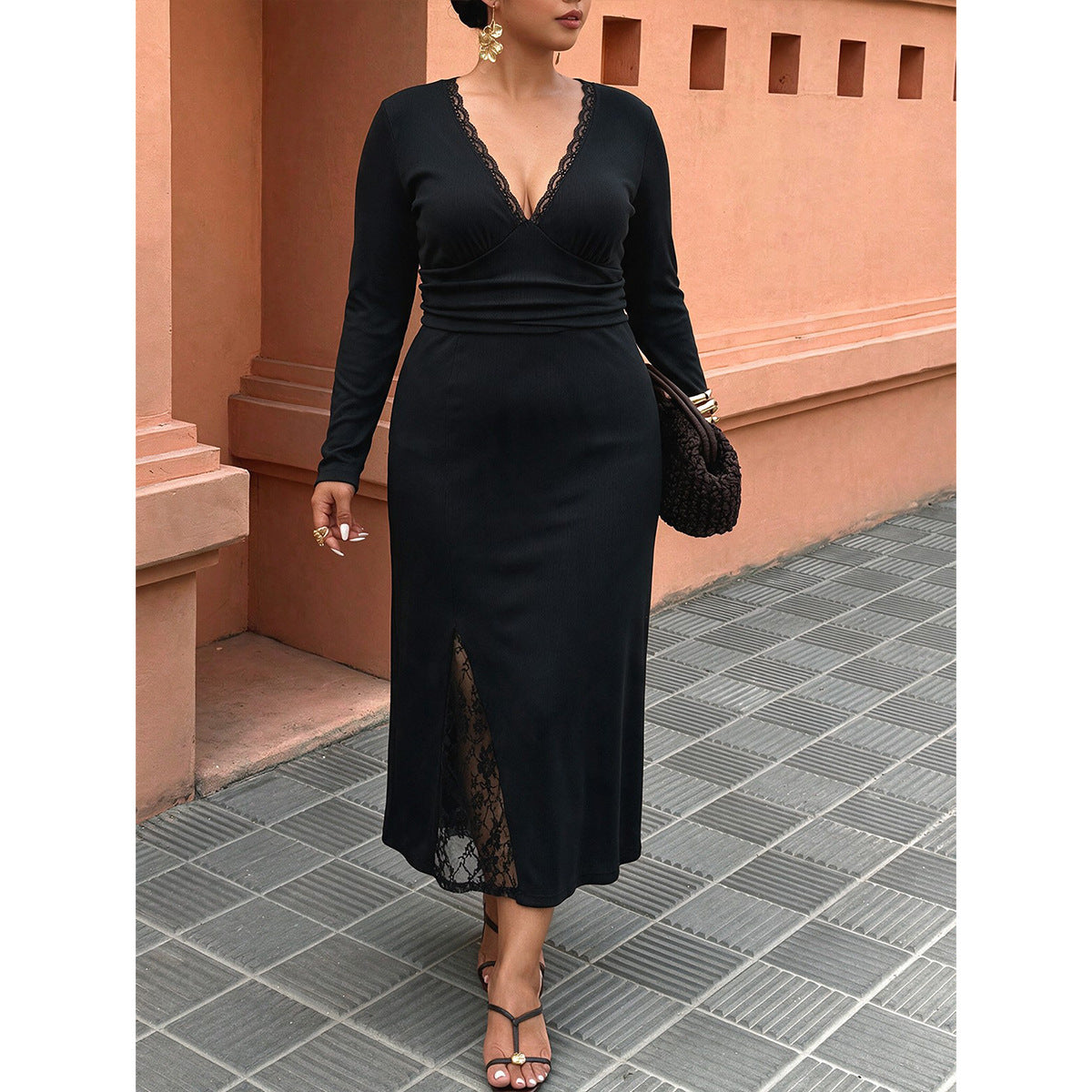 Lace V-Neck Maxi Dress