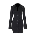 Women's Collared Deep-V Mini Dress