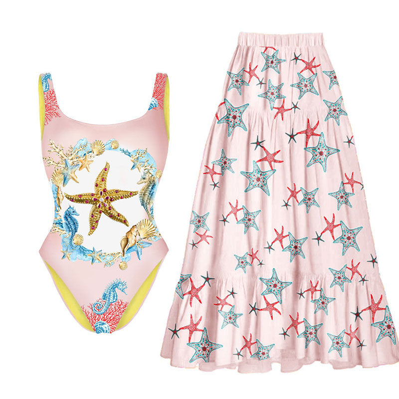 Color Matching One-piece Swimwear