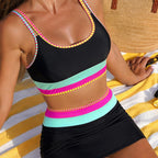 Contrast Color One-piece Swimwear