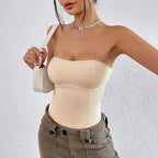 Women’s Apricot Knitted Strapless Tube Top