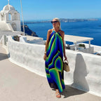 Women's Summer Dress Printed Halter Off Shoulder Loose Expansion Dress
