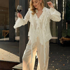Ruffled Chiffon Long-Sleeve Shirt