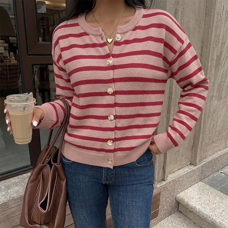 Women's Striped Knit Cardigan