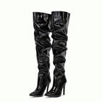 Women's Patent Leather Pointed Stiletto Boots