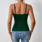 Women's Green Ruched V-Neck Camisole