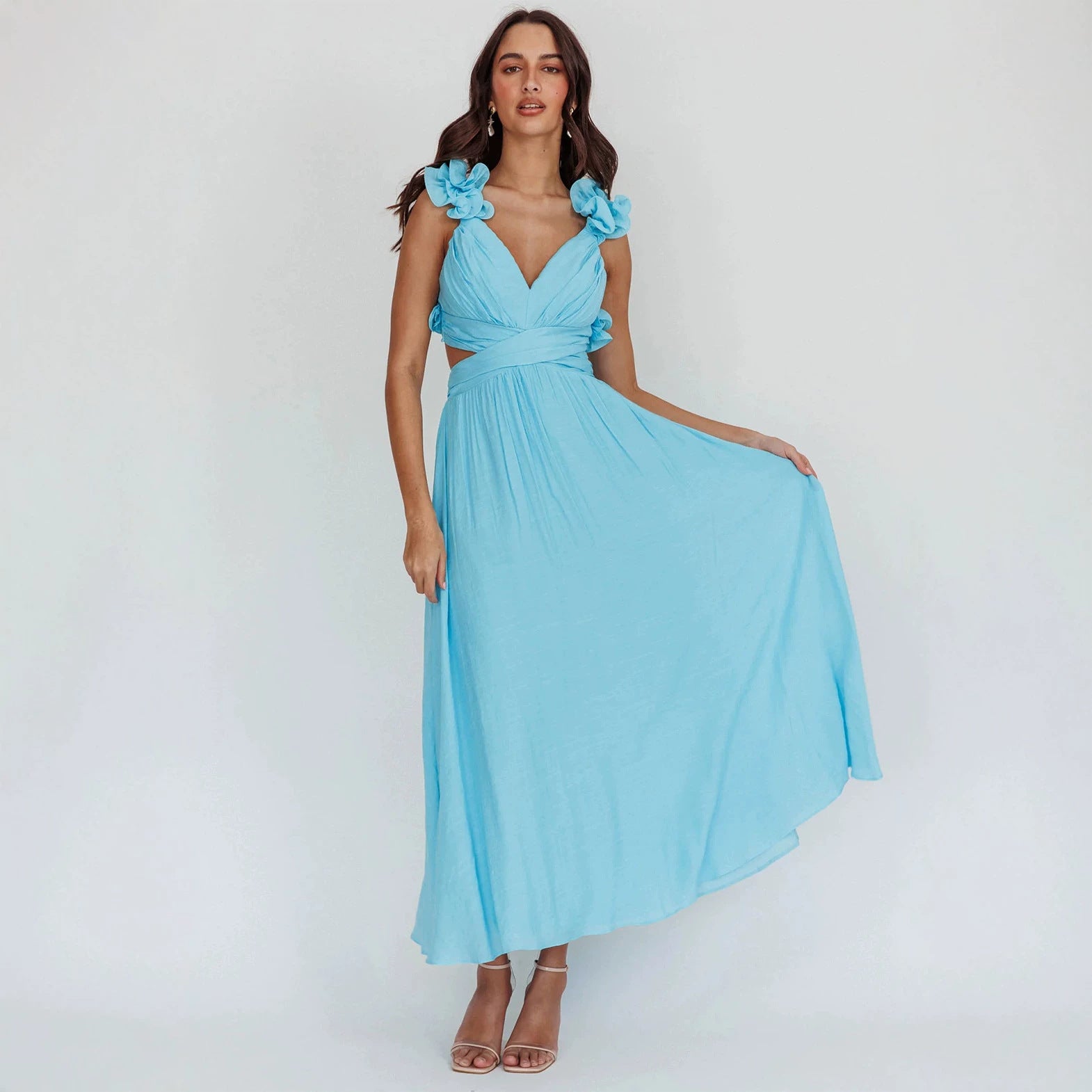 Women's Backless Floral Dress