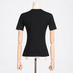 Women's Hollow Out Cutout Stitching Solid Color Short T-Shirt