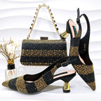Women's Pointed-Toe Shoes With Striped Rhinestone Detail