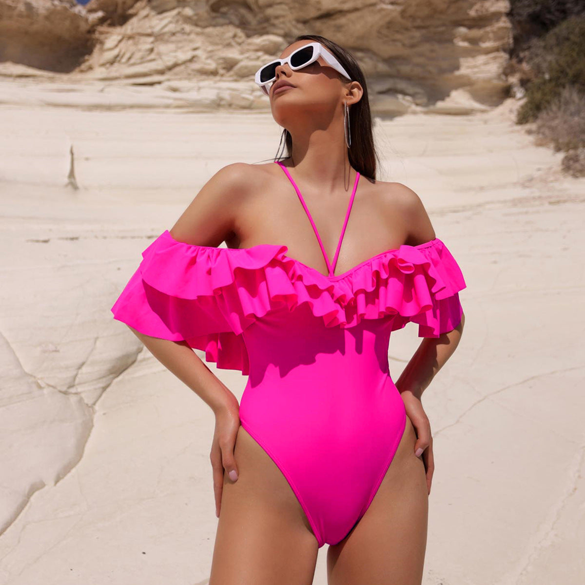Solid Color One-piece Swimwear