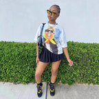 Street Casual Loose Printed Design Short Sleeved Top round