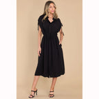 Women's Trendy Fitted Waist Turn down Collar Top