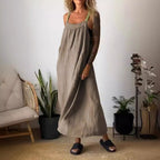 Popular Summer Casual Cotton Linen Suspender Dress
