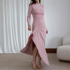 Women's Long Sleeve Lace-Up Maxi Dress
