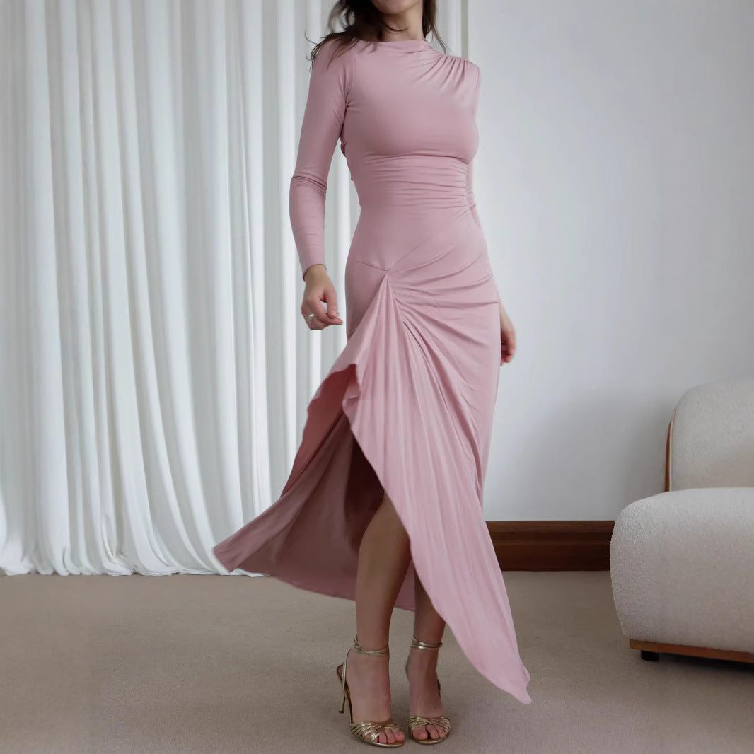 Women's Long Sleeve Lace-Up Maxi Dress