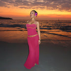 French Sweet Casual Chiffon Lace Vest Skirt Set Women