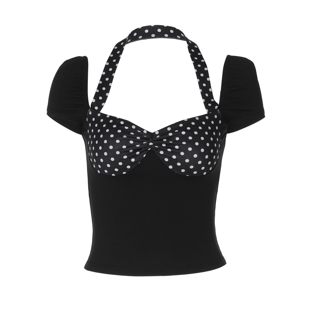Women's Polka Dot Backless Halter Top