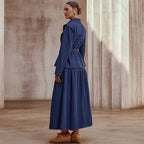Women's Denim Belted Two-Piece Skirt Set