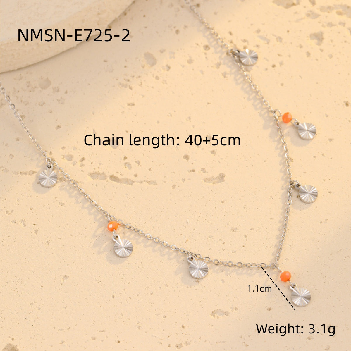 Steel Orange Beads Necklace