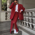 Office Blazer & Split Skirt Set