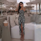Women's Striped One-Piece Swimsuit & Wrap Skirt Set