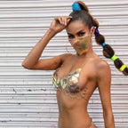 Women’s Metallic Chain Halter Festival Crop Top