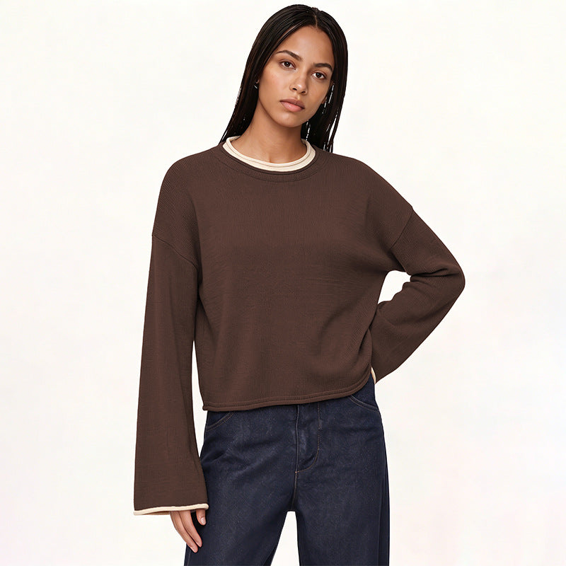 Women's Crew-Neck Color-Block Knit Sweater