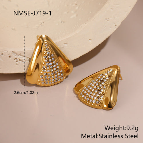 Gold Triangle Stud Earrings
