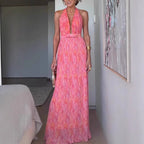 Women's Summer Holiday Women Clothing Sexy Deep V Plunge Lace Up Backless Dress